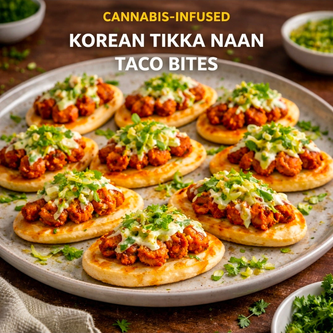 CANNABIS-INFUSED KOREAN TIKKA NAAN TACO BITES
