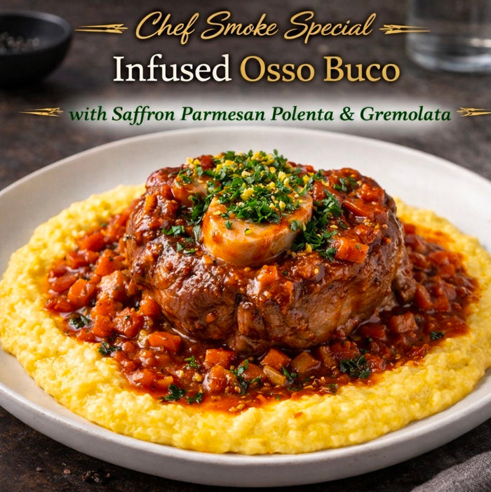 Chef Smoke Special: Infused Osso Buco with Saffron Parmesan Polenta and Gremolata