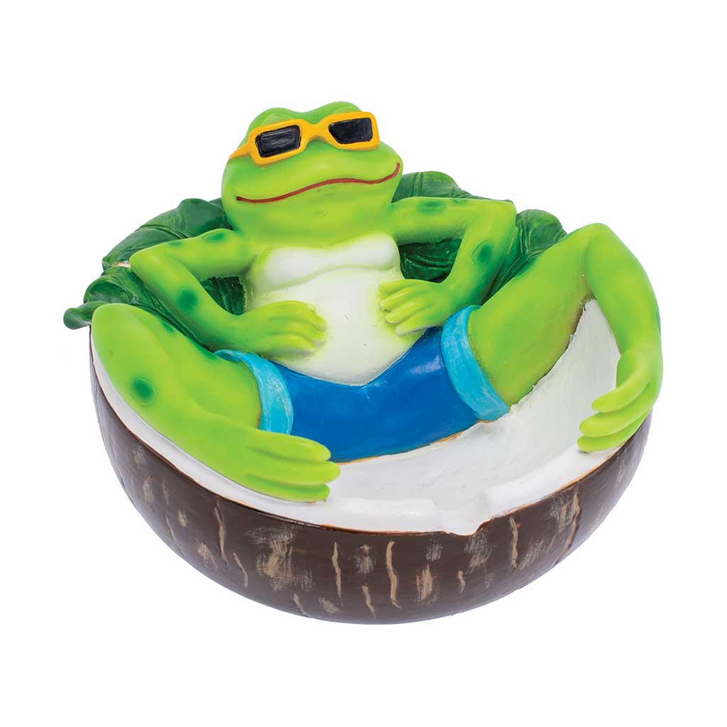 CHILLING GREEN FROG ASHTRAY