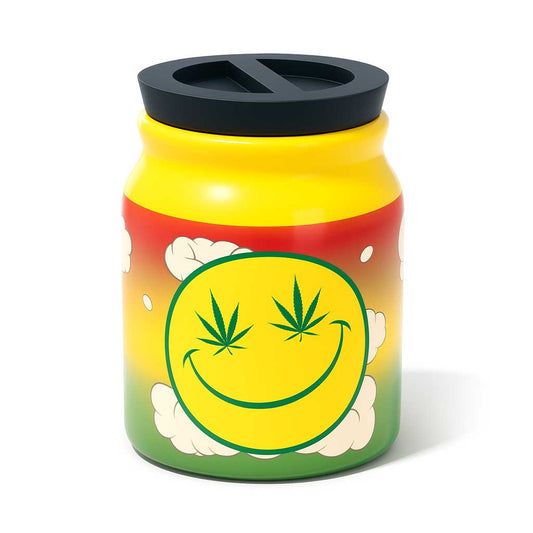 LARGE CERAMIC STASH JAR - STONED SMILEY