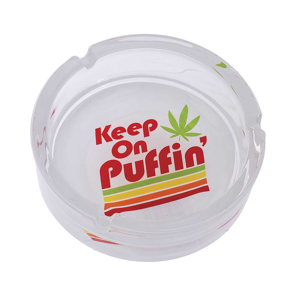 KEEP ON PUFFIN GLASS ASHTRAY